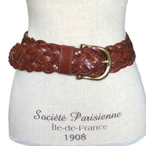 DKNY Vintage Leather Breaded Belt Sz M/L